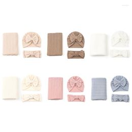 Blankets 67JC 3pcs Baby Swaddle Headband And Hat Set Born Receiving Blanket Shower Gift Pography Props For Boy Girl