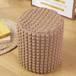 Chair Covers Round Square Footstool Cover Seat Covering Cushion Polyester Elastic Check Jacquard Ottoman Living Room