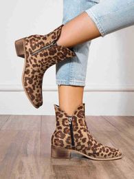 Women Boots 2022 New Short Side Zipper Fashion Leopard Snake Large Martin 07091011