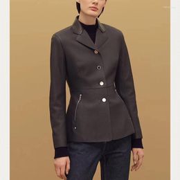 Women's Leather Natural Cow Women Windbreaker Lambskin Jacket Long Sleeves Coat H814