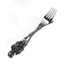 Pendant Necklaces High Quality 316L Stainless Steel Skull Fork Tableware Cutlery Spoon Sets Dining Forks Bento Accessories Kitchen Goods