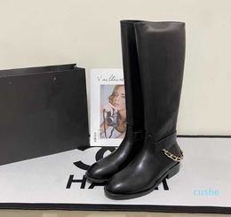 2022 Long Boots Fashion High rise Knight Boots Round Head Side Zipper