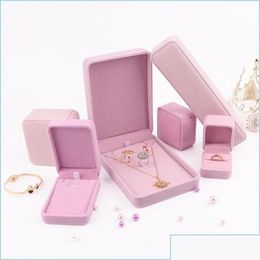 Jewellery Boxes Jewellery Boxes Pink Gift Packaging Box Veet Ring Cufflink Earring Pendant Charm Necklace Bangle Bracelet Brooch Jewelle Otskz