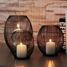 Candle Holders 3 Pcs/Set Iron Holder Hollow Vintage Lanterns Table stick Wedding Home Decor Lighting No s 221108