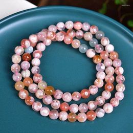 Strand Natural Flower Agate Beads Stone Necklace Cherry Blossom Crystal Bracelet Feng Shui Healing Ornament