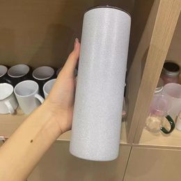 Sublimation 20oz Rough Glitter Tumbler Sublimated Blanks White Glitter Cup Straight Coffee Mugs wholesale A02