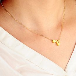 Fashion Tiny Heart Dainty Initial Necklace Gold Letter Name Choker Necklaces For Women Pendant Jewellery Gift