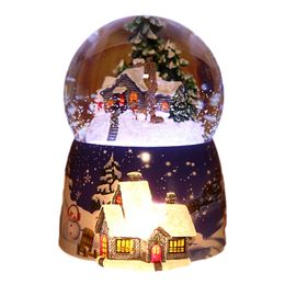 Decorative Objects Figurines Resin Music Box Crystal Ball Snow Globe Glass Lights Christmas Gift With Speaker Spinning Crafts Desktop Decorations 221108