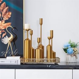 Candle Holders Metal Gold Plated High Quality Pillar Wedding Home Decoration stick Props 221108