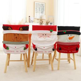 Chair Covers 2023 Christmas Cover Santa Clause Holiday Party Decor Dining Kitchen Decoration
