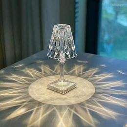 Table Lamps Diamond Crystal Projection Night Light Usb Charging Touch Atmosphere Bar Cafe Bedroom Bedside Lamp Decorated With Led Ligh