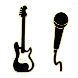 Brooches Cute Rock Guitar Pins Metal Microphone For Women Clothes Bag Accessories Enamel Pin Badge Friends Jewellery Gifts