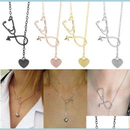 Pendant Necklaces Fashion Medical Jewelry Alloy I Love You Heart Pendant Necklace Stethoscope For Nurse Doctor Gift Wholesale Epacke Dhxoz