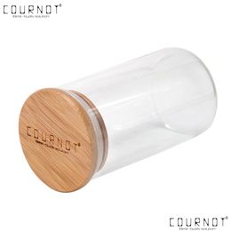 Other Smoking Accessories Cournot Handmade Clear Glass Storage Jar With Bamboo Lid 361Ml Big Capacity Volume Airtight Mtiuse Contain Dhkji