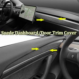 Suede Dashboard Panel Protector Cover For Tesla Model Y 3 Door Trim Cover 2022 interior Accessories ModelY 2021 Dash Decor Sticker Wrap