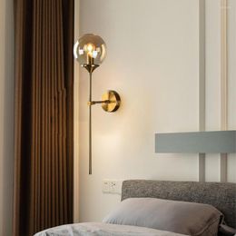 Wall Lamps Modern Led Glass Ball Lamp Fixture Nordic Golden Bedside Living Room Hallway Home Decoration Sconce Lighting Metal Lights