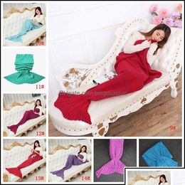 Blankets Mermaid Tail Blanket For Kid Adt Warm Fish Women Slee Bingdundun Dh4U3 Drop Delivery 202 Otrhf