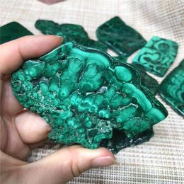 Decorative Figurines Natural Malachite Slice Crystal Mineral Specimen Polished Quartz Slab Rock Home Decoration Gift Energy