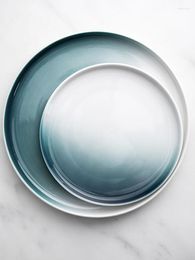 Plates Nordic Style Creative Ceramic Porcelain Round Dinner Steak Western Dishes Dessert Assiette Dinnerware EK50CP