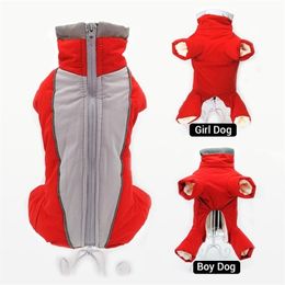 Dog Apparel Winter Overalls for s Warm Waterproof Pet Jumpsuit Trousers Male/ Female Reflective Small Clothes Puppy Down Jacket 221109