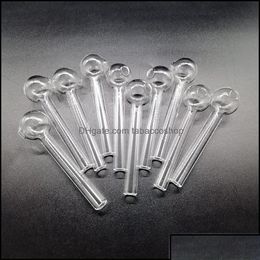 Smoking Pipes Glass Oil Burner Pipe Bong 10Cm Length Thick Pyrex Clear High Quality Tobacco Dry Herb Burners Smoke Acce Otk8E