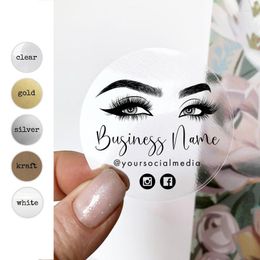 Party Decoration Custom Logo Design Modern Sticker Business Lash Extensions Elegant Makeup Artist Eyelashes Your Text Here