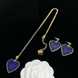 Fashion Luxury Designed Necklaces Earring Sets Banshee Medusa Head Portrait Blue Heart filled with diamonds Pendant Women's Jewelry Gifts MS16 --05