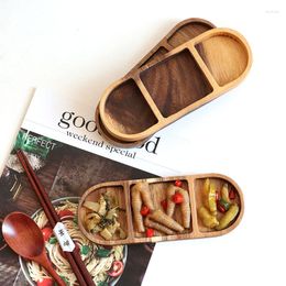 Plates Creative Vintage Wood Seasoning Dipping Dish Home Elliptical Sauce Vinegar Snack Tableware Plate Wooden Dishes