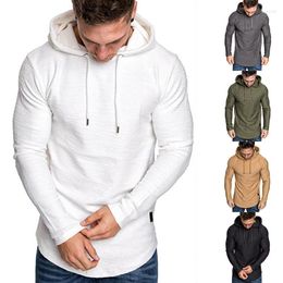 Men's T Shirts Fashion Men Tshirts Euro Size Autumn Solid Color Patchwork Irregular Hem Hooded Long Sleeve T-shirt Plus Clothing