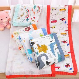 Blankets 4 Layer Lovely Cartoon Design Bamboo Soft 120 110cm Breathable Baby Sleeping Thick Blanket Towel Bath Muslin Swaddle