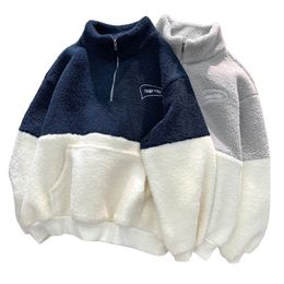Women's Hoodies Sweatshirts Winter Warmth Polar Fleece Clothes Sweatshirt Harajuku Embroidered Half Zipper Loose Pocket Pullover 221109