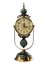 Table Clocks Amerikaanse Tafel Swing Desktop Licht Luxe Klok Woonkamer Decoratie Deskclock Thuis Ornamenten Retro Quartz