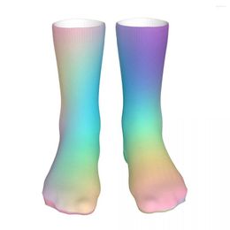 Men's Socks Soft Rainbow Gradient Colorful Sock Men Women Polyester Stockings Customizable Funny