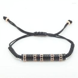 Charm Bracelets Trinket Anil Arjandas Men Bracelet Pave Black CZ Zircon Connector Braiding Macrame