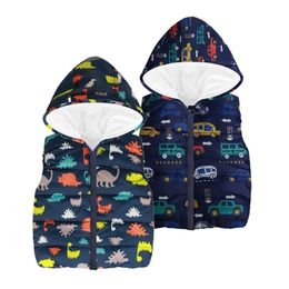 Waistcoat BOTEZAI Children Outerwear Baby Boys Vest Autumn Infant Clothing Dinosaur Sleeveless Kid Hooded Cotton Coat 221109