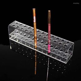 Hooks Clear Acrylic 24 Grids Makeup Brush Holder Eyebrow Pencil Stand Rack Organizer Pen Cosmetic Brushes Shelf