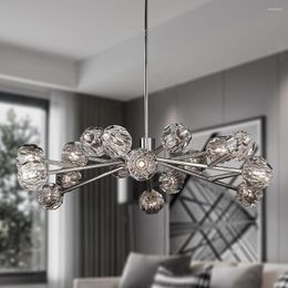 Chandeliers Boule De Clear Crystal Modern Retro LED Ball Tree Branch Pendant Lights Fixture Living Room Dining Lamps Lustre
