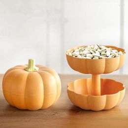 Plates Pumpkin-shaped Snack Box Home Living Room Dried Fruit Plate Compartment With Lid Tray Creative Sorage Plastic