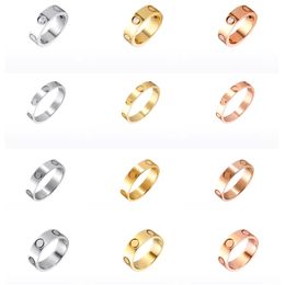 fashion Stainless Steel 18k Gold Love Ring With Crystal For Woman Jewellery Rings Men Wedding Promise Rings Female Women Gift Engagement