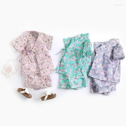 Clothing Sets Children's Suit Summer Japanese Home Clothes Short-Sleeve Kids Bathrobe Boys And Girls Baby Kimono Pyjamas 2pcs WT784