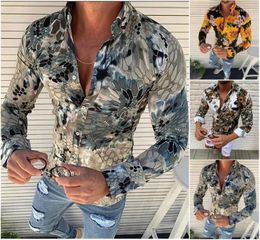 Men's Casual Shirts 2022 Spring Autumn Women Long Sleeve Snake Printed Top Blouses Elegant Floral Print Shirt Male Blouse Tops