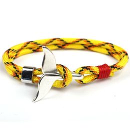 Charm Bracelets Whale Tail Anchor Bracelets Men Survival Rope Chain Paracord Bracelet Male Wrap Metal Hooks Drop Delivery Jewelry Dhwob