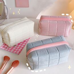 Cute Plush Women Cosmetic Bag Large Small Solid Colour Zipper Makeup Bag Travel Make Up Toiletry Bags Organiser Washing Pouch