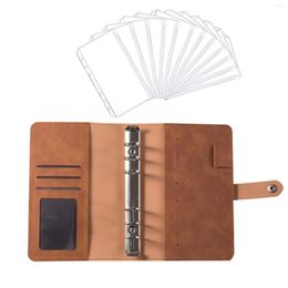Macaron Leather Notebook Binder Refillable With 12 Zipper Pockets Bill Change Storage Book