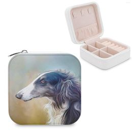 Jewelry Pouches Borzoi Beauty Storage Box Square Simple Earrings Ring Pendant Display Borzois Russian Wolfhound