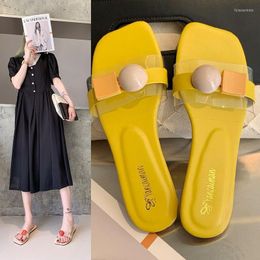 Slippers 2022 Korean Version Fashion Womern Candy Color Flat Flip-flops Woman Sandals Casual Shoes For Women