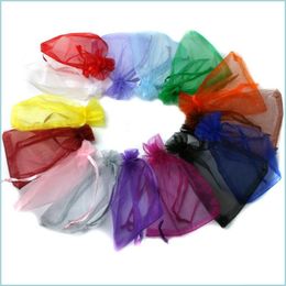 Jewelry Pouches Bags 100Pcs Dstring Organza Gift Bag Packaging Display Jewelry Pouch For Diy Beads Jewellery Wedding Bags 7X9/9X12C Dh6Zg