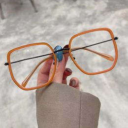 Sunglasses Frames Oversize Square Anti-blue Light Eyeglasses For Women Fashion Alloy Orange Green Computer Glasses Frame Female Elegant