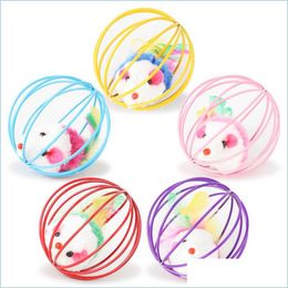 Cat Toys Cat Toy Metal Ball Cage With Plush Mouse Inside Pet Scratching Pets Fur Supplies Drop Delivery Home Garden Dh2Do