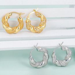 Hoop Earrings EYIKA Zircon Geometric Twisted For Women Gold Silver Color Chunky Circle Earring Punk Statement Jewelry Gift